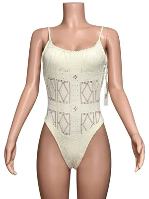 FRANKIES BIKINIS Juliet Cheeky One Piece Swimsuit, Angel Dust, Medium thumbnail 4