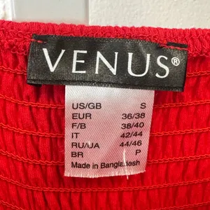 Venus Red Strapless Smocked Tie Front Wide Leg Jumpsuit Small Pockets Soft thumbnail 7