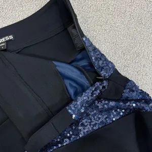 Express Knit Sequin Panel Mini Skirt Blue Black‎ Size 4 thumbnail 7
