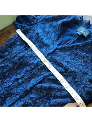 Alex Evenings navy blue glitter lace top vintage • black tie evening dress top thumbnail 4