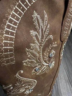 Western Embroidered Heeled Boots in Tan Size 12 thumbnail 3