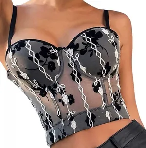 C-DIAZ Womens Corset Top Bustier Corset Top Tight Fitting Corset Tank Athletic Crop Top thumbnail 1