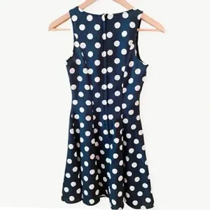 Divided H&M Navy and White Sleeveless Polka Dot Dress SZ 2 thumbnail 2