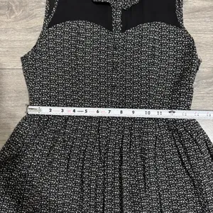 Ladakh Black White Geometric Print Fit Flare Zip Dress Women Size 4‎ Cutout thumbnail 13