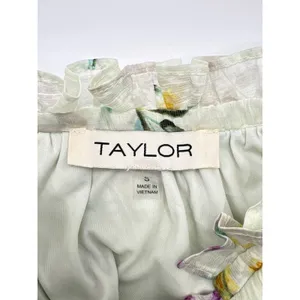 Taylor Floral Tiered Smock Dress Small‎ Cream Yellow Purple Lyocell Coquette NWT thumbnail 6