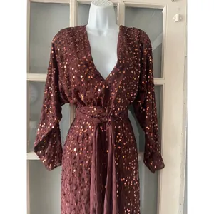 ASOS DESIGN midi dress with batwing sleeve and wrap waist in scatter sequin thumbnail 7
