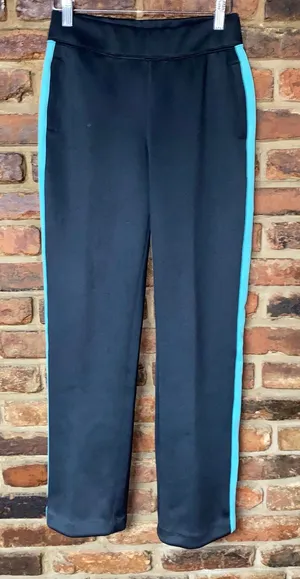 Boston Proper Black Aqua Blue Side Stripe Pull-On Track Pants Women's Size XXS thumbnail 1