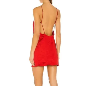 Superdown Jessa Open Back Red Mini Slip Dress MED NWT Sexy Club thumbnail 2