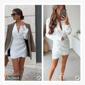 Zara White Satin Effect Draped Shirt Dress thumbnail 3