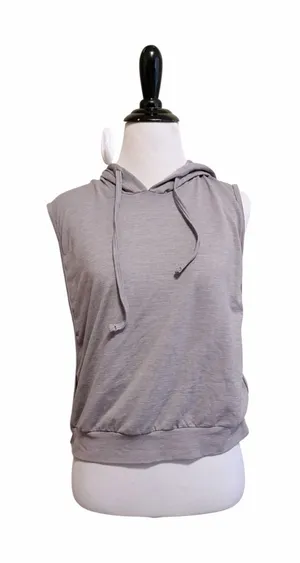 Halara medium Women's Heather Grey cropped Sleeveless Hooded Top thumbnail 1