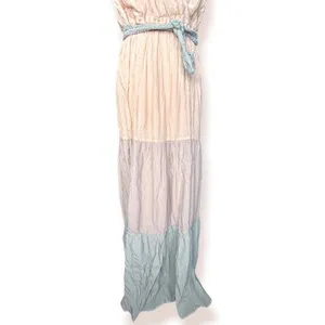 Flying Tomato Maxi Dress Blush Pink Blue Colorblock Crinkle Boho Resort Belted thumbnail 5