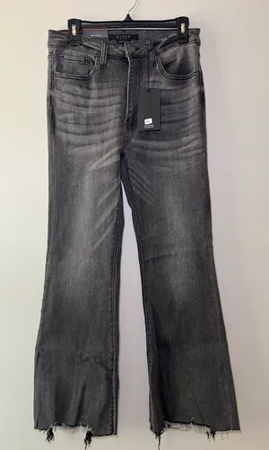 Risen Jeans High Rise Raw Hem Flare Jeans thumbnail 1