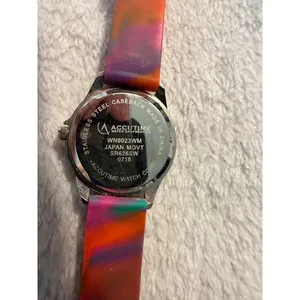 Accutime Women's Multi-color Rainbow Flower Silicone Analog‎ Quartz Watch thumbnail 5