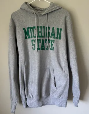 Steve & Barry's VTG Y2K Michigan State Spartans Oversized Cozy Hoddie Grey College Sweatshirt thumbnail 1