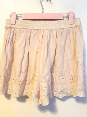 Rebecca Taylor High Waist Shorts Eyelet Lace Embroidered Hem Light Pink Womens 2 thumbnail 2