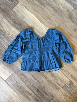 Old Navy Tiered Swing Long-Sleeve Denim Top thumbnail 8