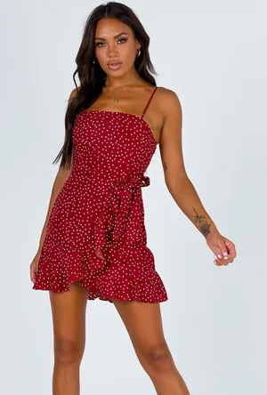 Princess Polly Caesura Mini Dress in Wine Size 2 New with tag thumbnail 1