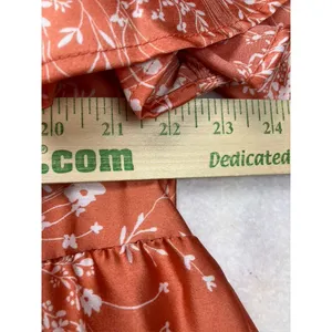 Vanilla Bay Womens 3X Rust Orange Floral Tiered Babydoll Top‎ VT28391PLUSGG thumbnail 4