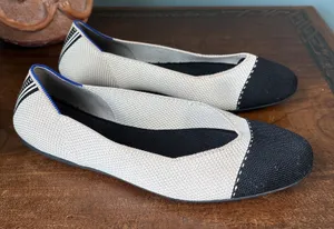 Rothy's Womens The Square Tuxedo Cream Black Knit Cap Toe Slip On Ballet 11.5 thumbnail 1