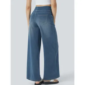 Halara Flex Blue High Waisted Baggy Wide Leg Jeans NWT L Reg thumbnail 5