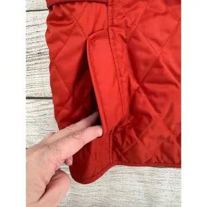 LL Bean Diamond Quilted Full Zip‎ Vest MED Rust Brown Plaid Lined Cord Collar thumbnail 5