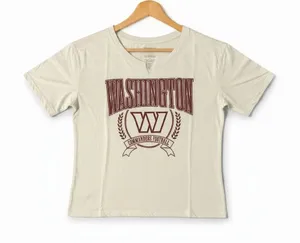 NFL Womens Graphic Tee Sz L Beige Washington Commanders Short Sleeve Football thumbnail 1