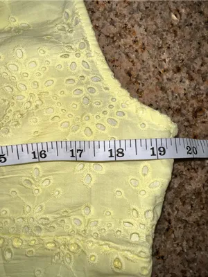 Commense Cotton Yellow Eyelet Midi Dress Scalloped V-Neck Sleeveless NWT Large thumbnail 4