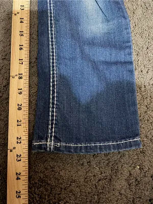 Premier emblished low rise distressed dark wash bootcut denim jeans 3/4 grunge thumbnail 3