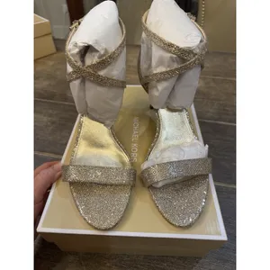 Michael Kors Ava Mid Glitter Mesh Heeled Sandal Size 9 thumbnail 3
