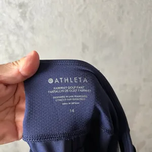 Athleta Fairway High Rise Golf Pants‎ Navy Blue Size 14 Straight Leg Semi Fitted thumbnail 6