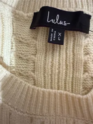 Lulus Ivory Cable Knit Long Sleeve Sweater Size L thumbnail 5