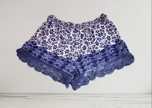 Angie Boho Mediterranean Mosaic Smocked High Waisted Festival Shorts M thumbnail 1