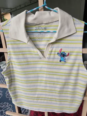 Disney Lilo and Stitch Striped Polo Sleeveless t-shirt Cropped thumbnail 1