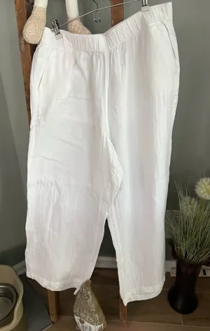 Loft beach white size XL elastic waist pants thumbnail 1