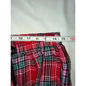 Victoria's Secret Plaid Flannel Pajama Set Size M Short Red Holiday Lurex EUC‎ thumbnail 10
