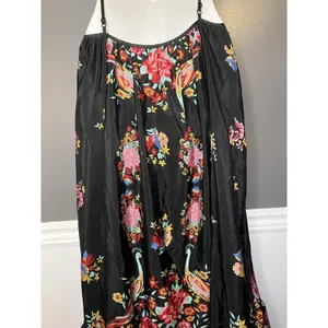 Be Passion Dress Womens Small Black Multicolor Floral Peacock Maxi Boho Sundress thumbnail 10
