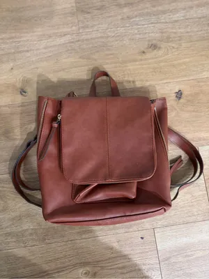 INC International Concepts Brown Faux-Leather Convertible Backpack Tote thumbnail 3