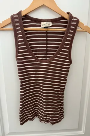 Target brown and white stripped tank top thumbnail 1