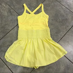 FP Movement The Way Home Lemon Romper Womens Small Cross Back Tennis Sporty EUC thumbnail 1