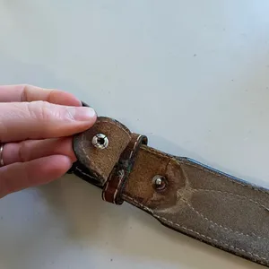 Vintage Distressed Stitched Brown Genuine Leather Eagle Buckle Belt - L thumbnail 7