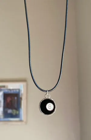 Handmade 8 ball grunge funky unisex simple necklace🎲8️⃣🖤 thumbnail 1