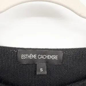 Estheme Cachemire Women Black 100% Cashmere Pointelle Minimalist Sweater Size S thumbnail 2