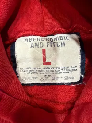 Vintage Y2K Abercrombie & Fitch Red Crest Hoodie Sweatshirt Size L A&F 92 thumbnail 3