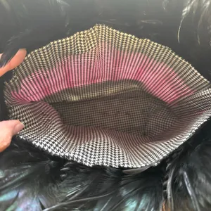 Vintage Blue Devil Pink Striped Martini Zebra Trim Faux Fur Tote Purse thumbnail 6