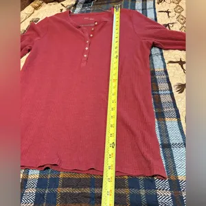Aerie Long Sleeve Waffle Knit Henley Top (Magenta) Red women’s XL thumbnail 9