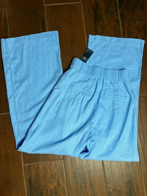 Abercrombie and Fitch Light Blue Pleated Linen Wide Leg Pants NWT Size XS thumbnail 7