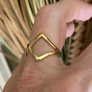 IP Gold Stainless Steel Art Deco Ring Size 8,10 Gold thumbnail 4