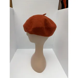 Women’s Rust Orange Wool Felt Beret Hat French Parisian Vintage Style Unbranded thumbnail 4
