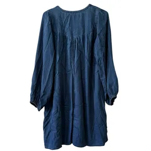 Old Navy Women Medium Dress‎ Blue Chambray Long Sleeve Loose Western Country thumbnail 2