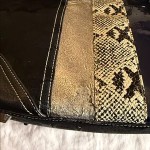 Coach Black and Silver Shoulder Bag with Snakeskin Accent thumbnail 9